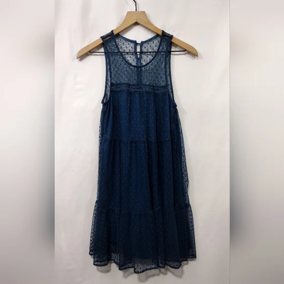 Mi Ami Sleeveless Lace Floral Babydoll Dress Women's S Blue Retro Fairy Y2K - Picture 1 of 8